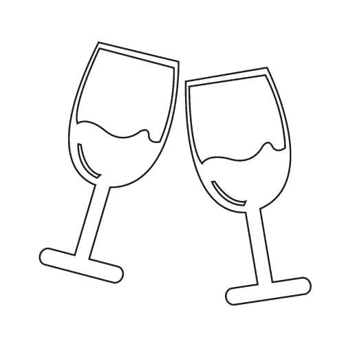 Two glasses of wine or champagne icon