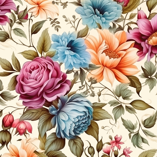 Watercolor floral vintage retro seamless pattern abstract backgr