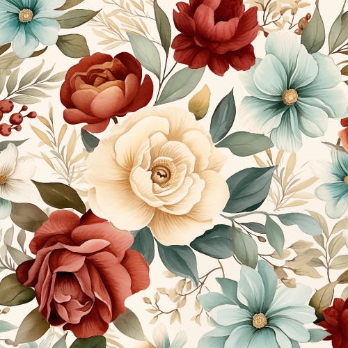 Watercolor floral vintage retro seamless pattern abstract backgr